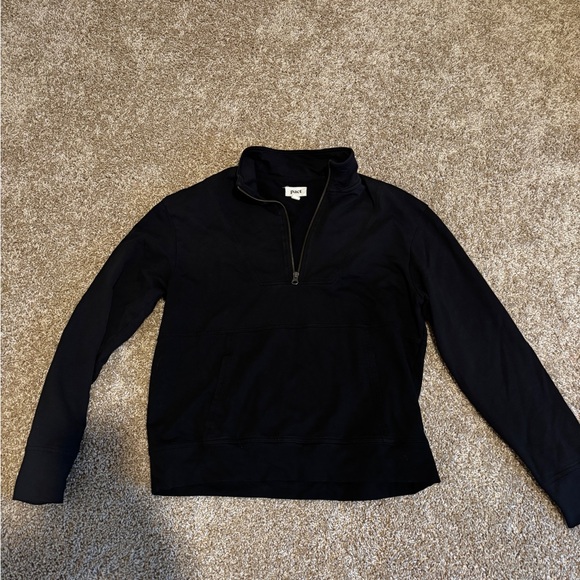 Pact Organic Cotton Black Half Zip Pullover Sz Medium - Picture 1 of 5